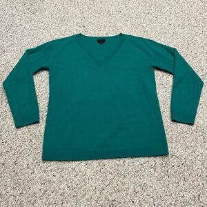 Talbots Kelly Green Cashmere V Neck Sweater Sz S Petite Quiet Luxury Preppy